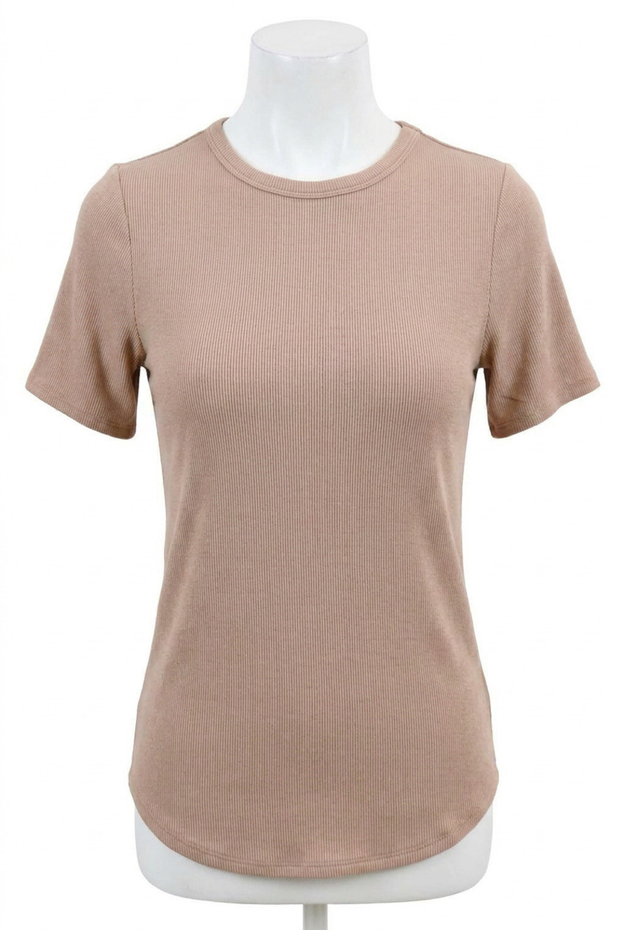 NEW GRACE AND LACE essential ribbed short sleeve tee in nude